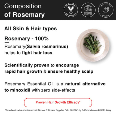Soulflower Rosemary Essential Oil for Hair Growth, Hair Fall Control and Nourishment, Skin Care | Clinically Tested & Ecocert Certified Organic 100% Pure, Natural, Undiluted | 15ml